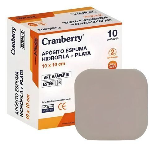 Aposito Espuma Hidrofila + Plata 10x10 Cm Cranberry