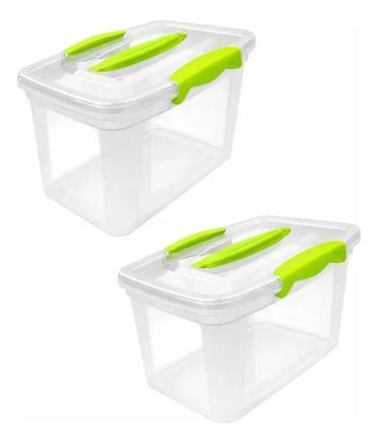 X2 Cajas Organizadora 6 Litros Transparente Con Tapa Platica