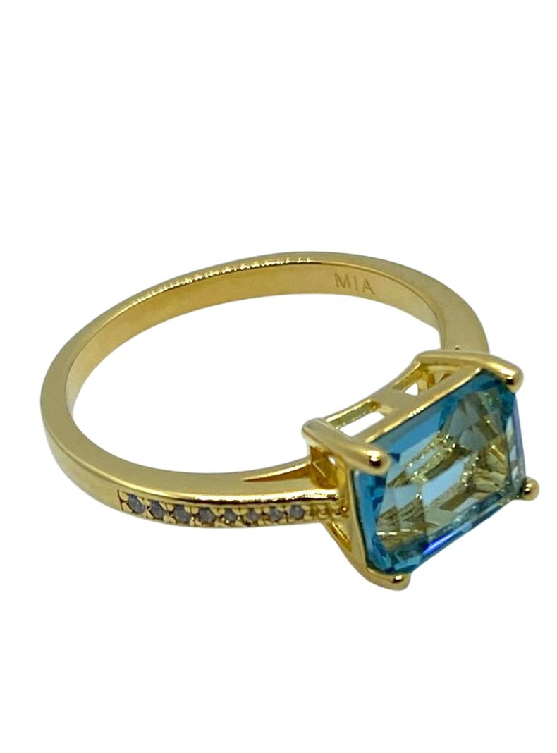 Anillo de Plata con Grueso Baño de Oro18k y Cristales Genuinos-0
