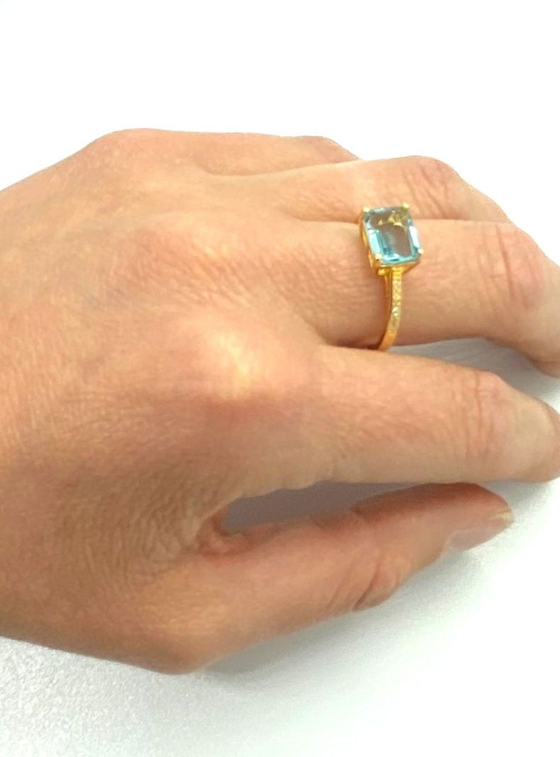 Anillo de Plata con Grueso Baño de Oro18k y Cristales Genuinos-2