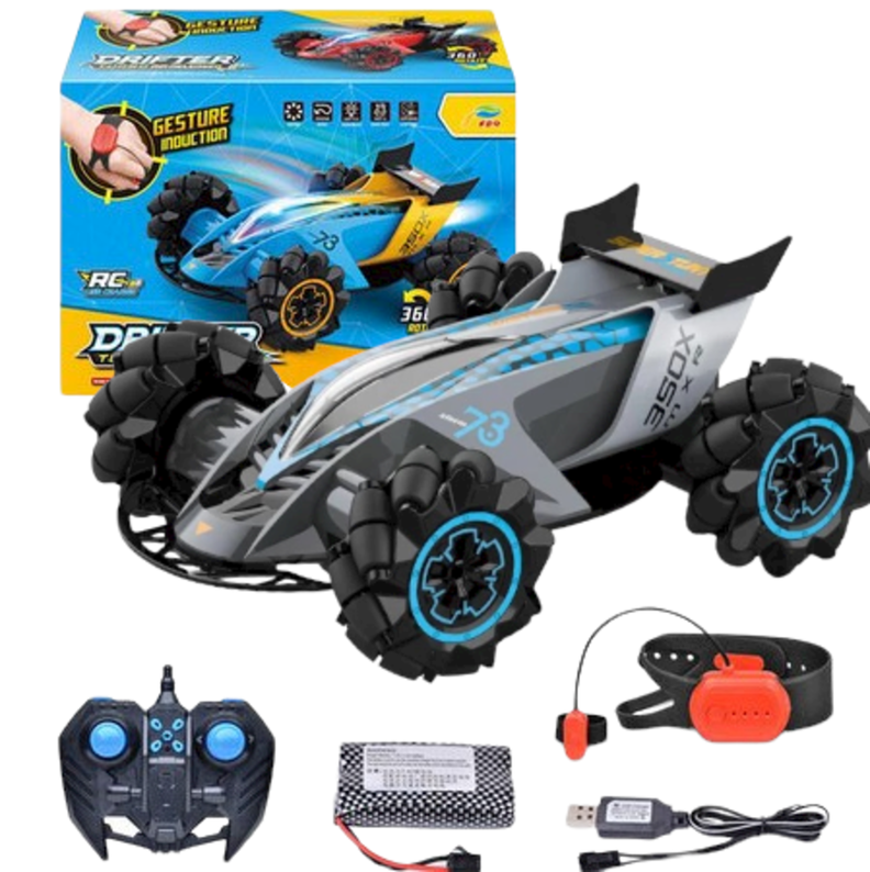 Auto de Carrera - Acrobático - Efecto Cohete  Control Remoto 2.4Ghz Gris-0