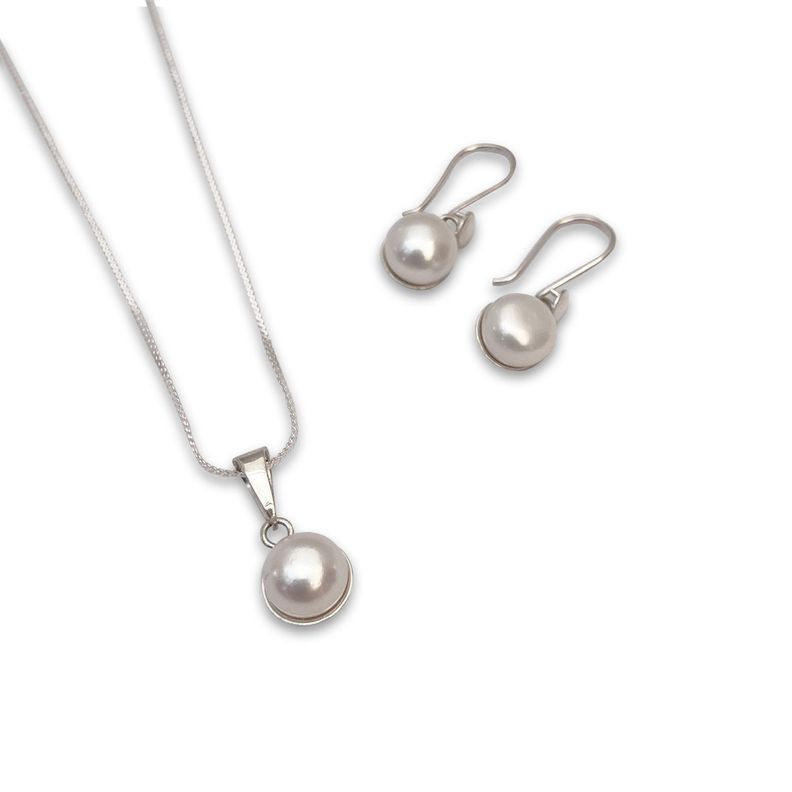Conjunto de Plata con Perla Rio Blanco