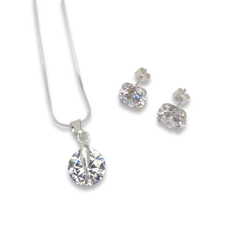 Conjunto de Plata con Circon Transparente