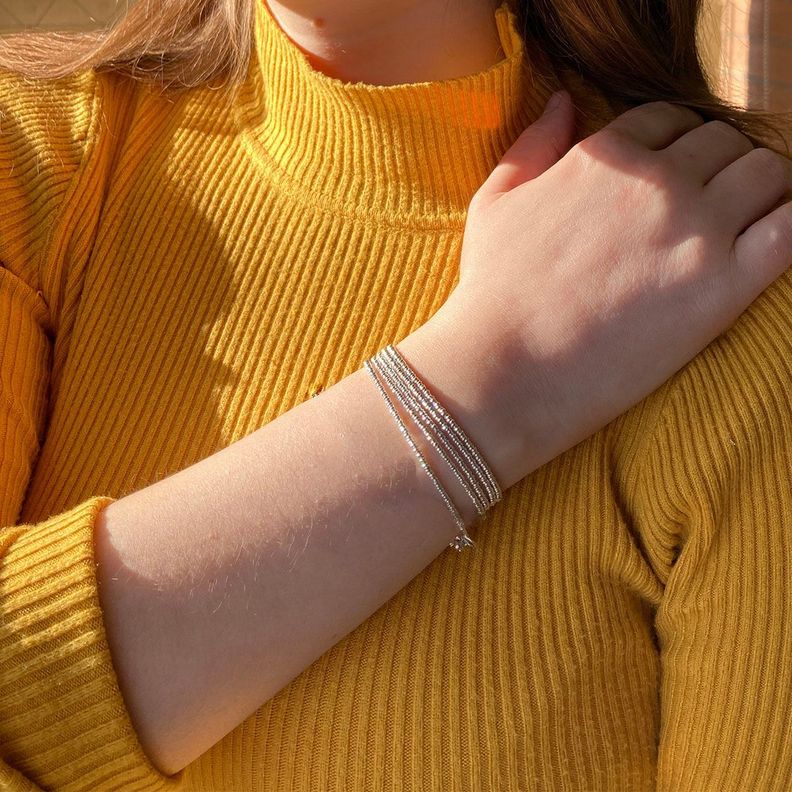Pulsera Mostacilla de Plata 94 cm-1