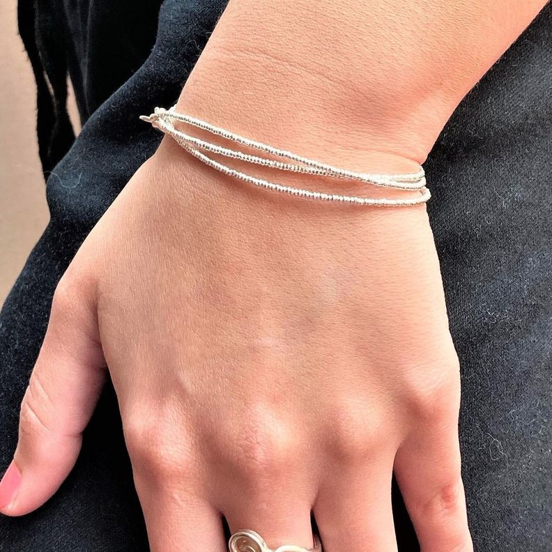 Pulsera Mostacilla de Plata 55 cm-1