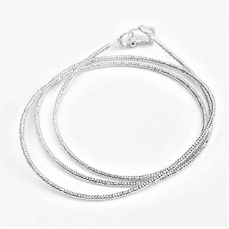 Pulsera Mostacilla de Plata 55 cm-0