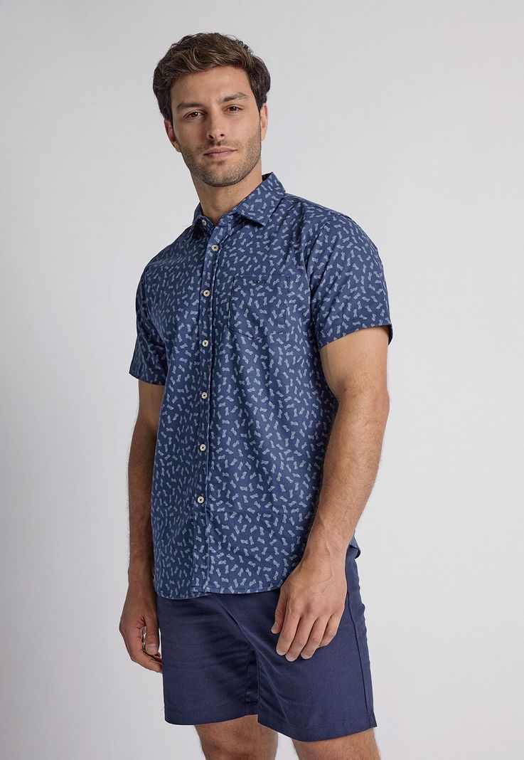 Camisa Hombre Piñas Azul Sioux-0