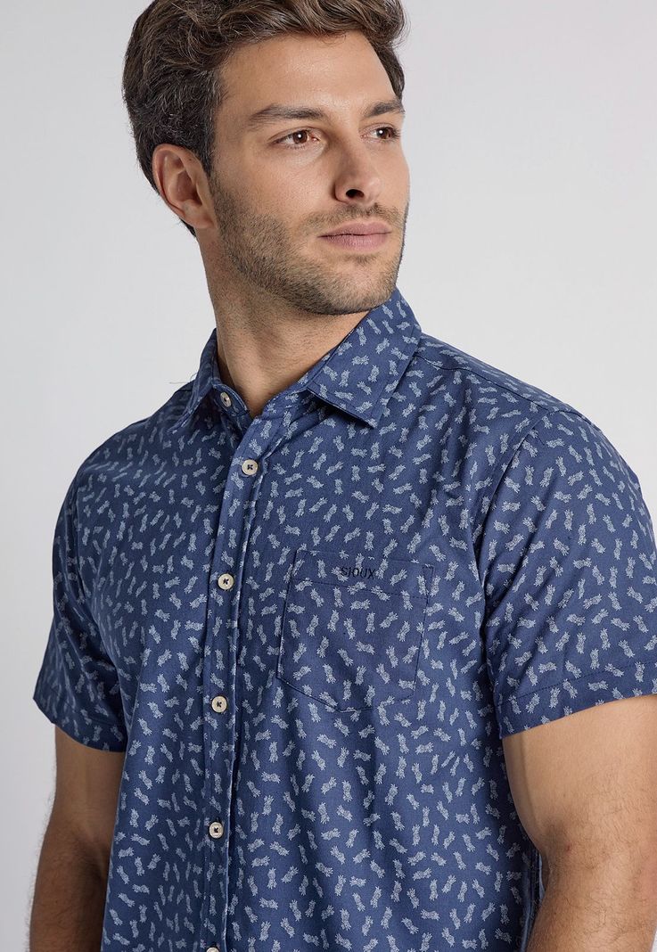 Camisa Hombre Piñas Azul Sioux-1