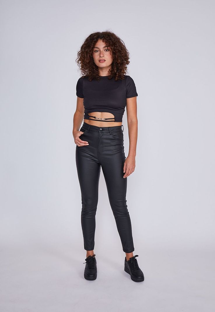Polera Mujer Tiras Metal Negro Sioux-3