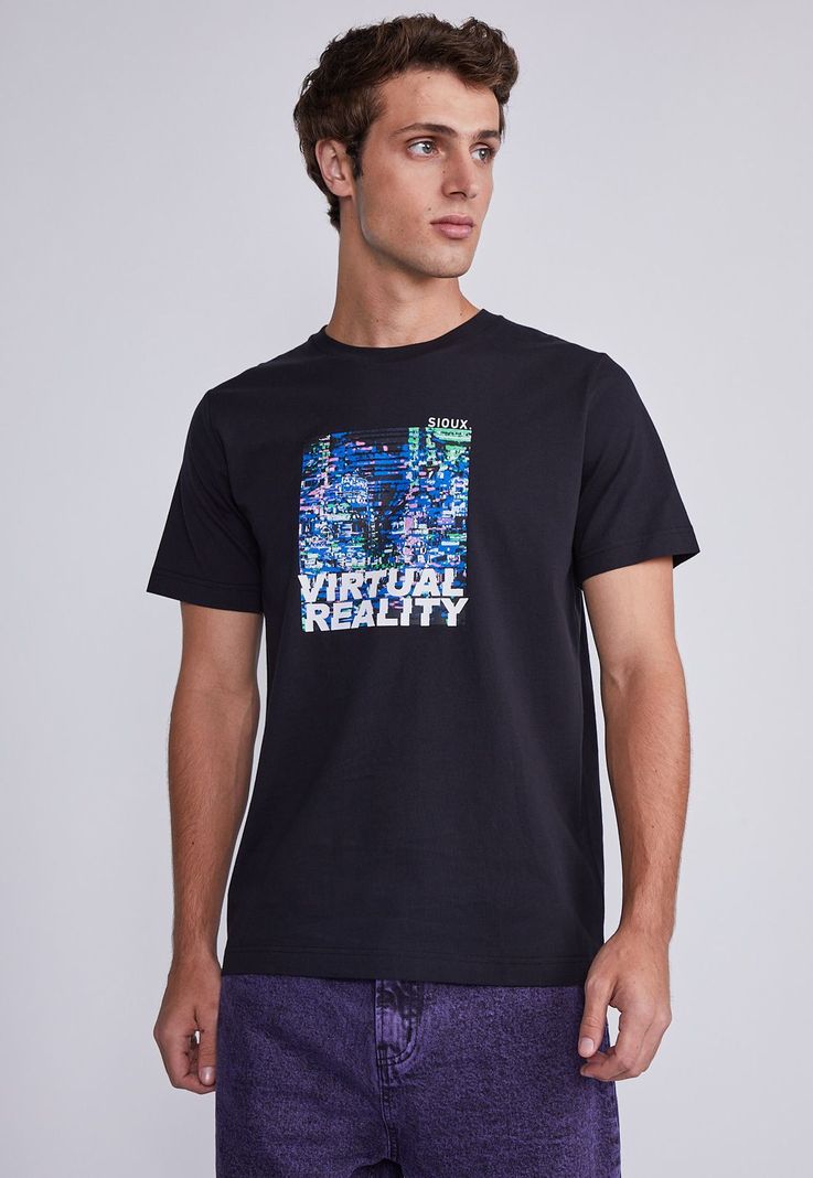 Polera Hombre Negro Visual Reality Sioux-0