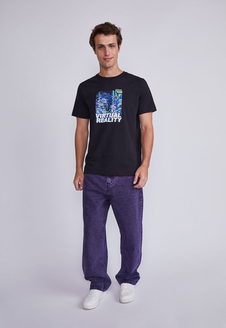 Polera Hombre Negro Visual Reality Sioux-3