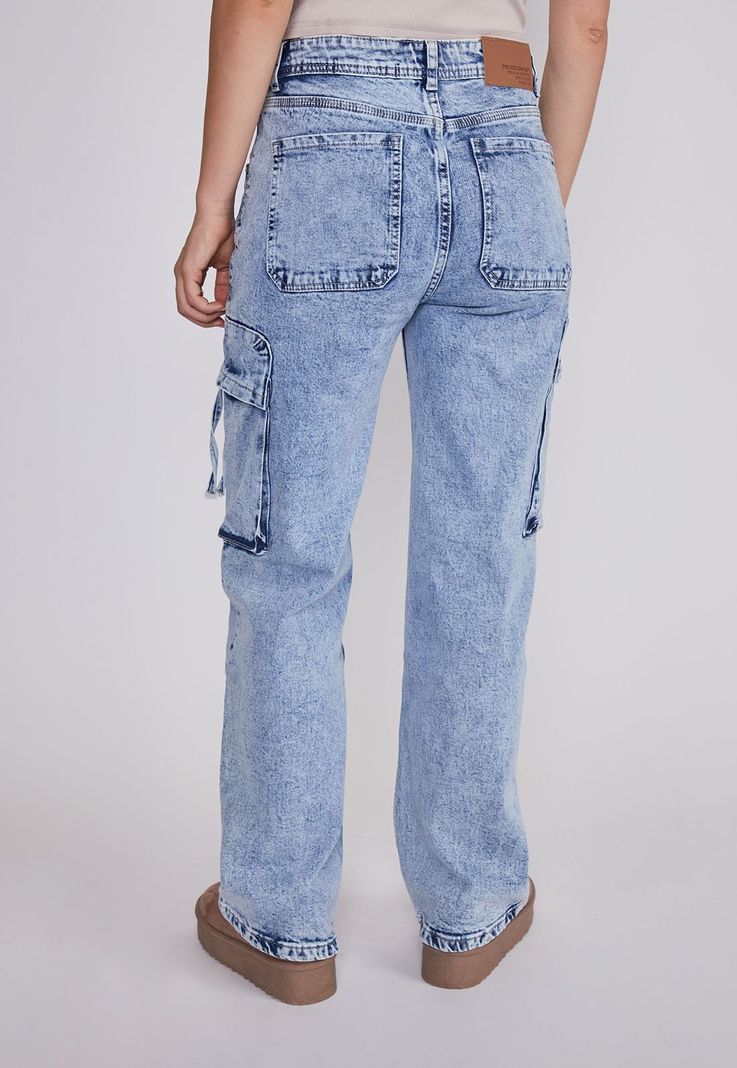 Jeans Mujer Cargo Multibolsillos Azul Sioux-3