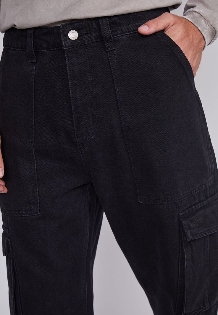 Jeans Hombre Cargo Regular Negro Sioux-1
