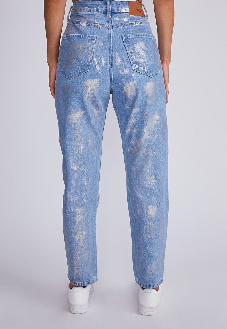 Jeans Mujer Azul Mom Metalizados Sioux-2