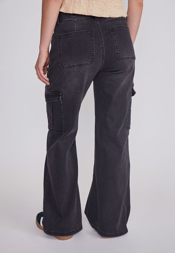 Jeans Mujer Cargo Elasticado Negro Sioux-3