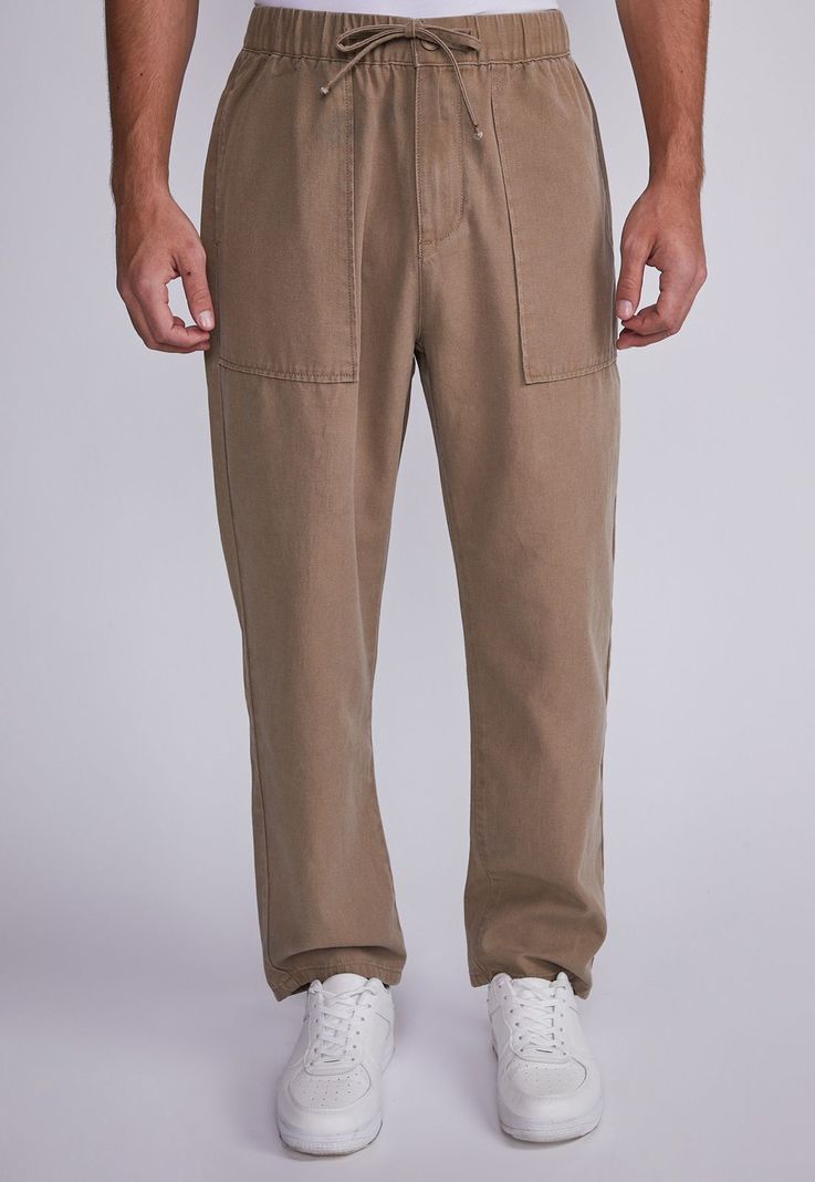 Pantalón Hombre Arena Gabardina Con Botón Sioux-0