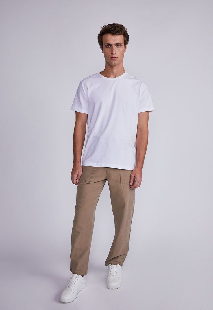 Pantalón Hombre Arena Gabardina Con Botón Sioux-3
