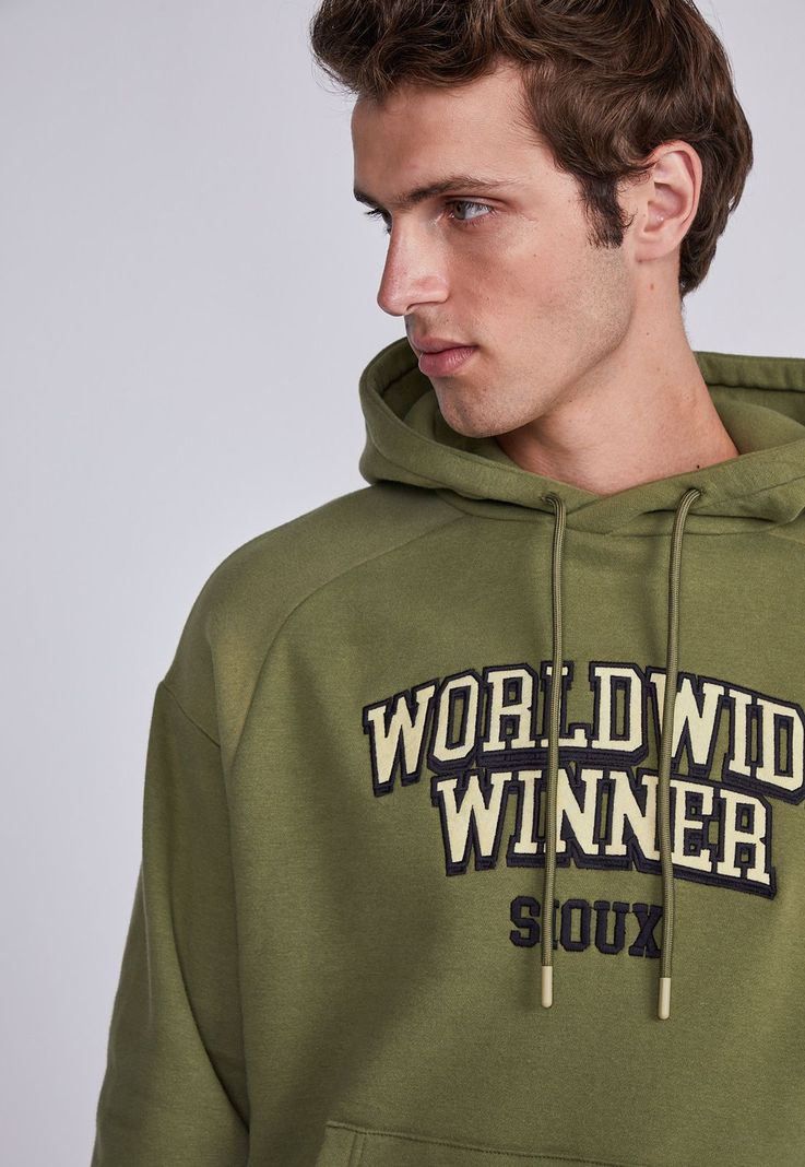Polerón Hombre Verde College World Wide Sioux-1