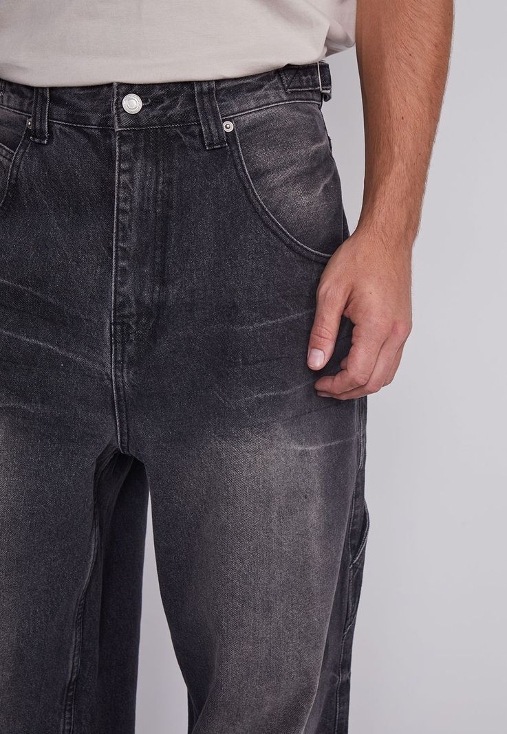 Jeans Hombre Wide Leg Cinturon Negro Sioux-1
