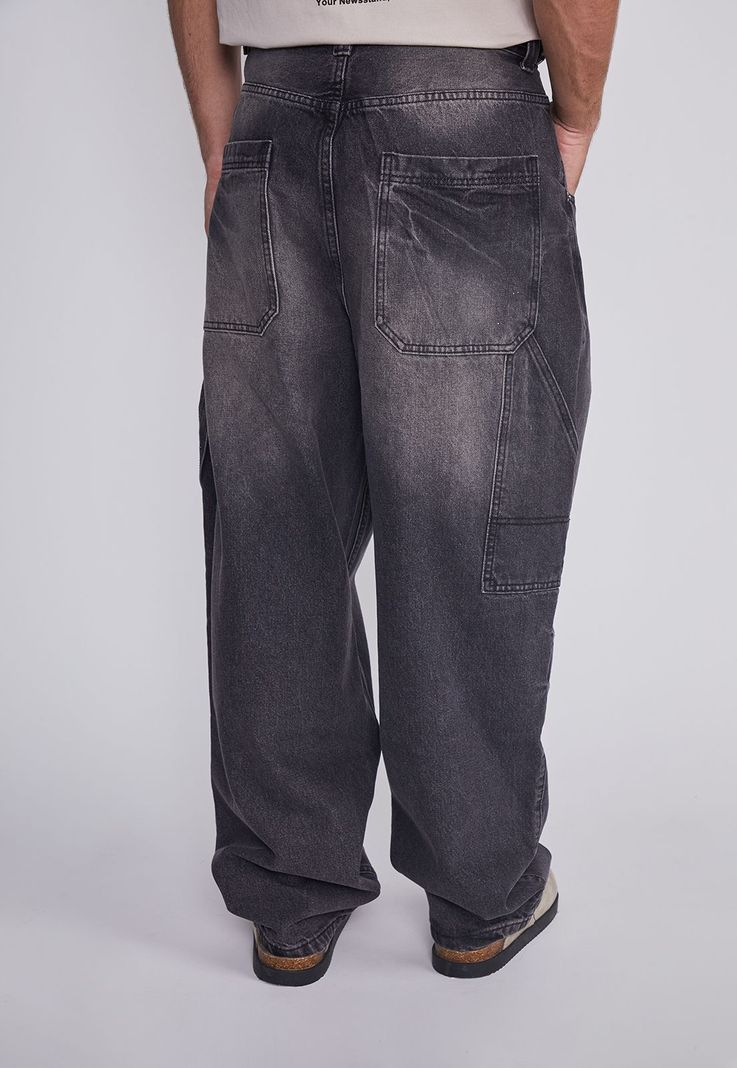 Jeans Hombre Wide Leg Cinturon Negro Sioux-2