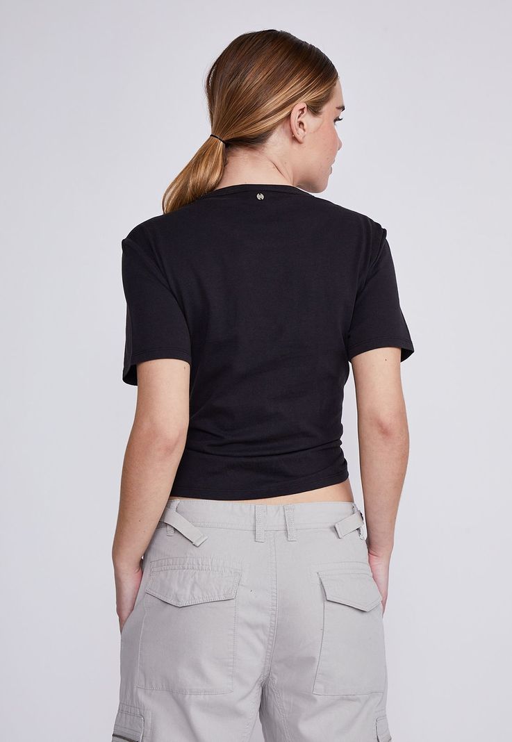 Polera Mujer Negro Escote Fruncido Sioux-2
