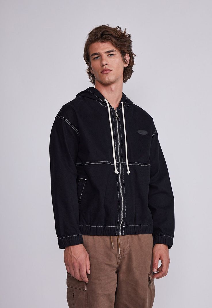 Chaqueta Hombre Negro Liviana Gabardina Hilo Sioux-0