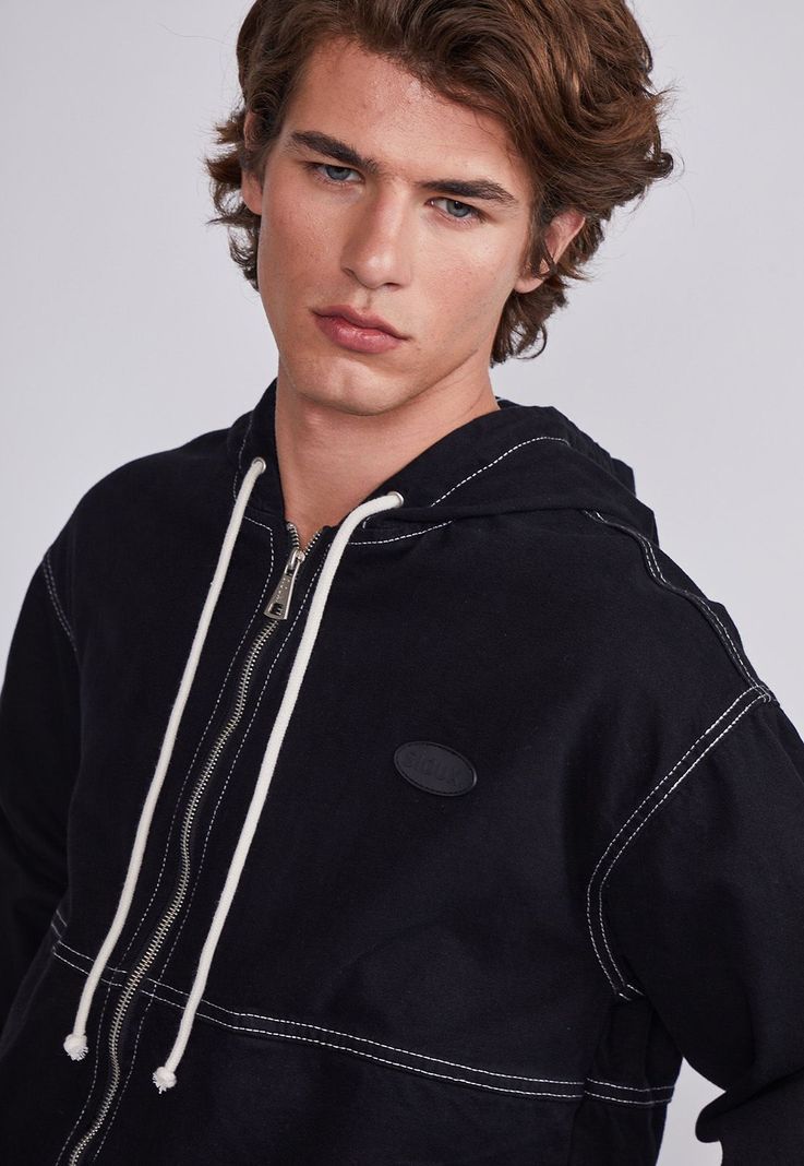 Chaqueta Hombre Negro Liviana Gabardina Hilo Sioux-1