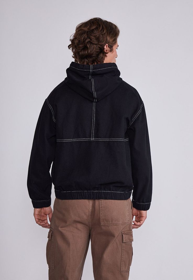Chaqueta Hombre Negro Liviana Gabardina Hilo Sioux-2