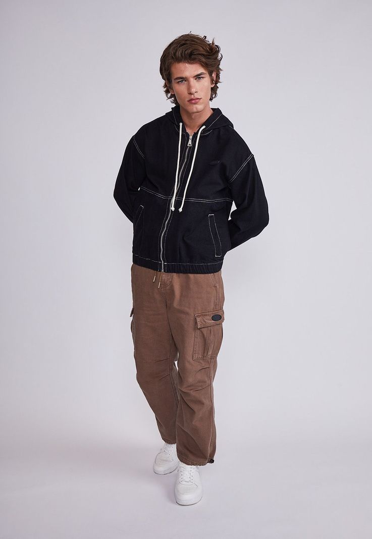 Chaqueta Hombre Negro Liviana Gabardina Hilo Sioux-3