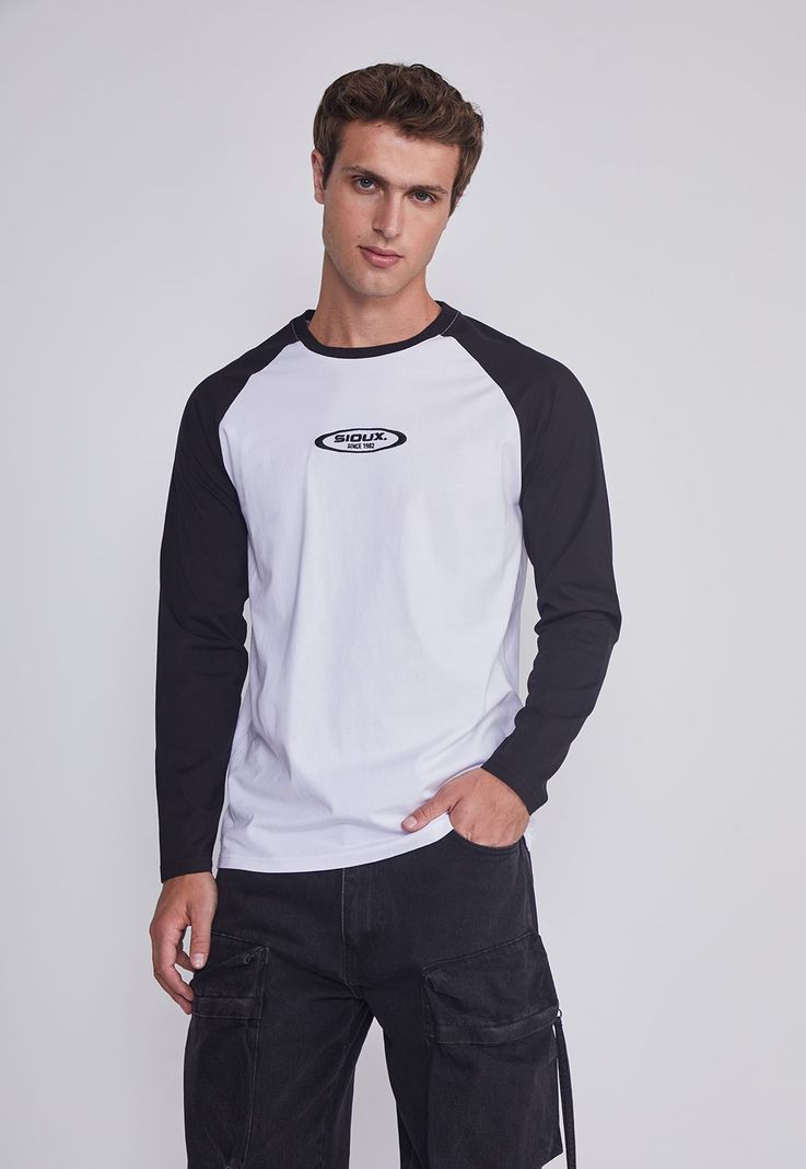 Polera Hombre Bicolor Negro Sioux-0