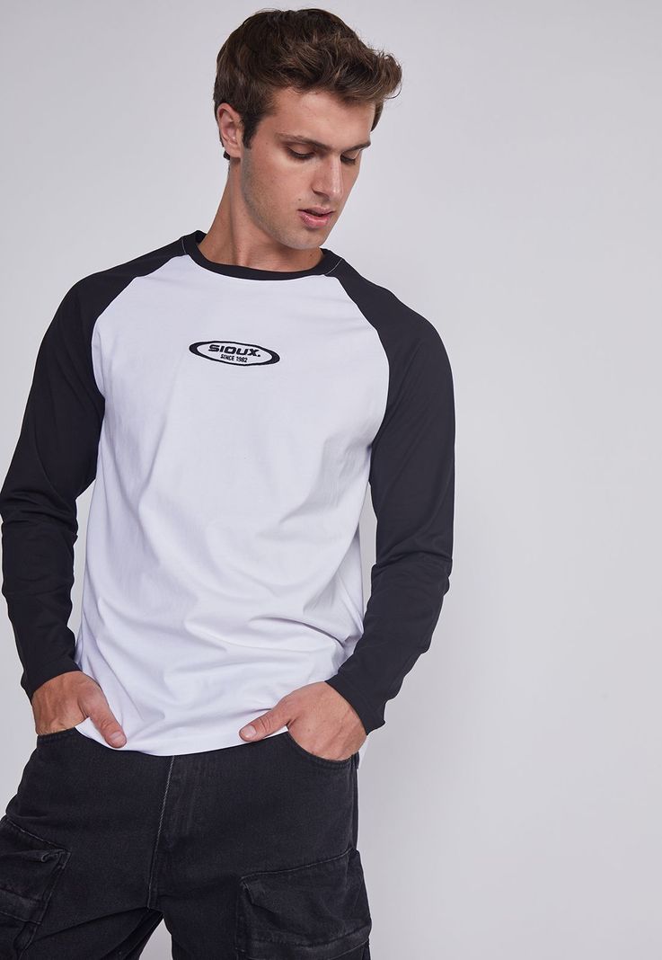 Polera Hombre Bicolor Negro Sioux-1
