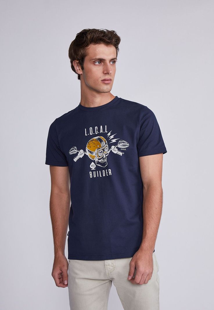 Polera Hombre Azul Calavera Sioux-0