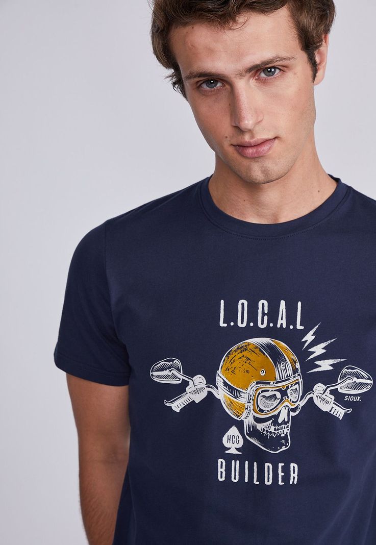 Polera Hombre Azul Calavera Sioux-1