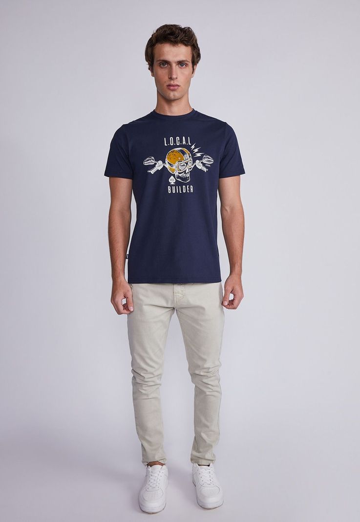 Polera Hombre Azul Calavera Sioux-3