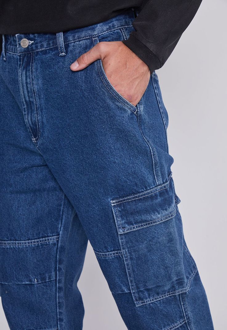 Jeans Hombre Cargo Style Azul Sioux-1