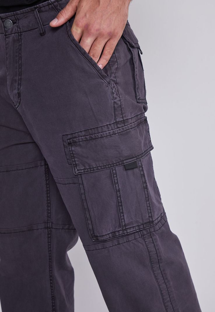 Pantalon Hombre Cargo Ajustable Gris Sioux-3