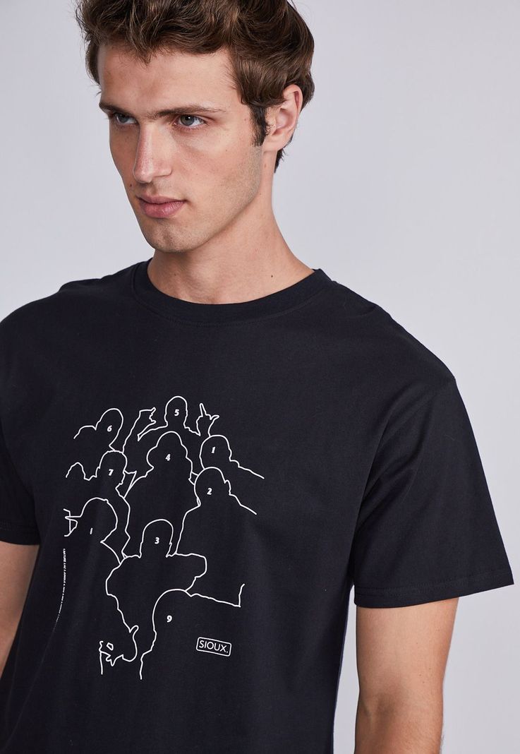 Polera Hombre Negro Siluetas Raperos Sioux-1