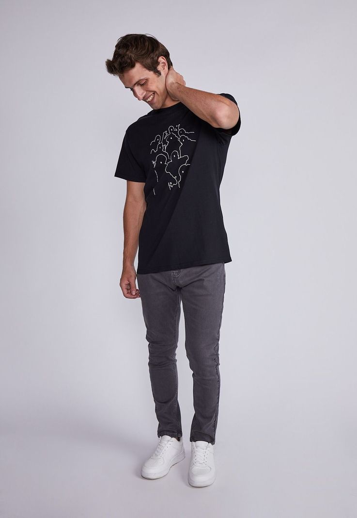 Polera Hombre Negro Siluetas Raperos Sioux-3