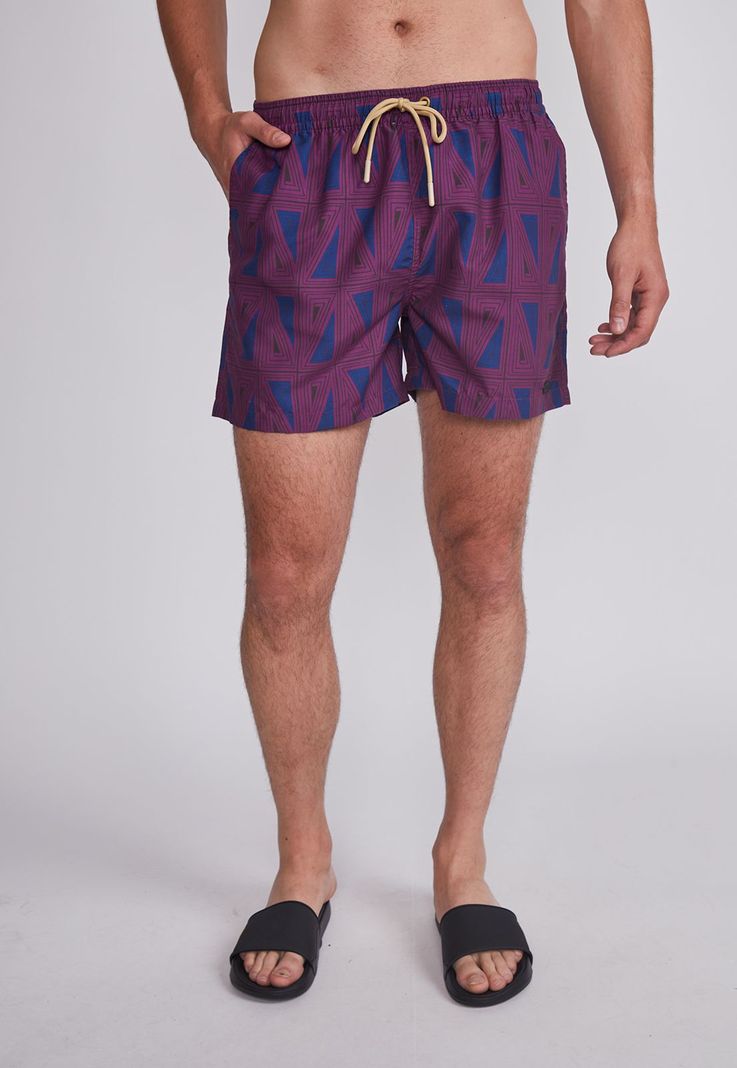Traje De Baño Hombre Burdeo Geometrico Sioux-0