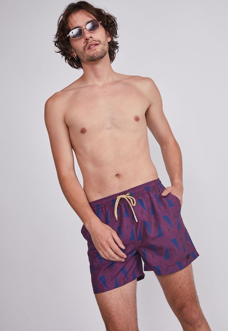 Traje De Baño Hombre Burdeo Geometrico Sioux-1