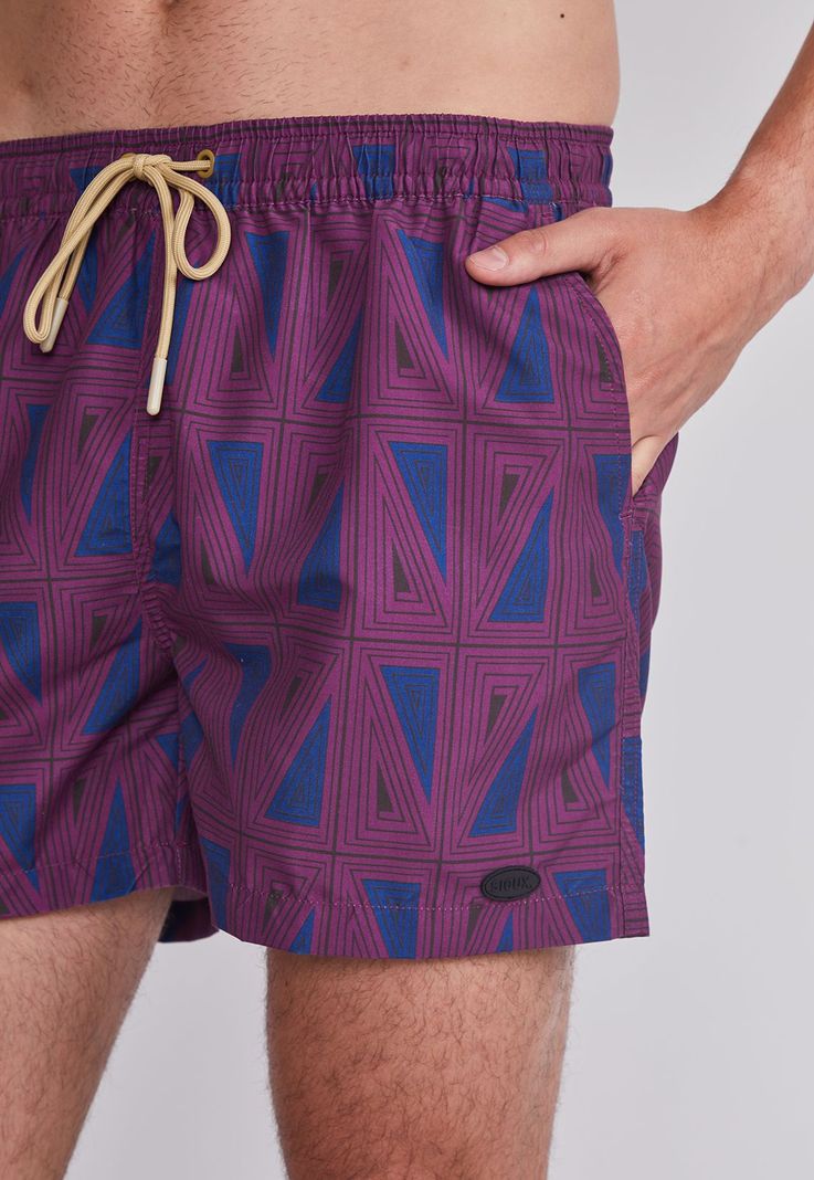 Traje De Baño Hombre Burdeo Geometrico Sioux-2