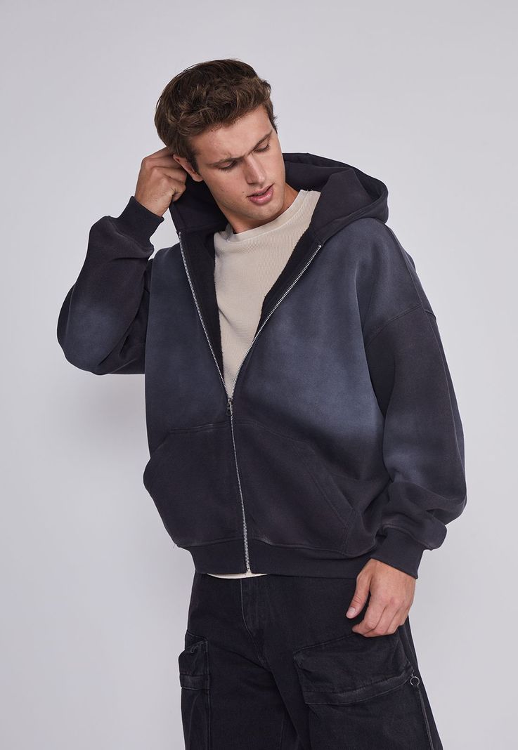 Poleron Hombre Cropped Lavado Negro Sioux-0