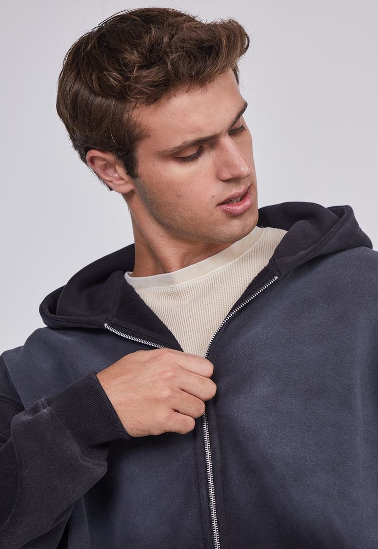 Poleron Hombre Cropped Lavado Negro Sioux-1