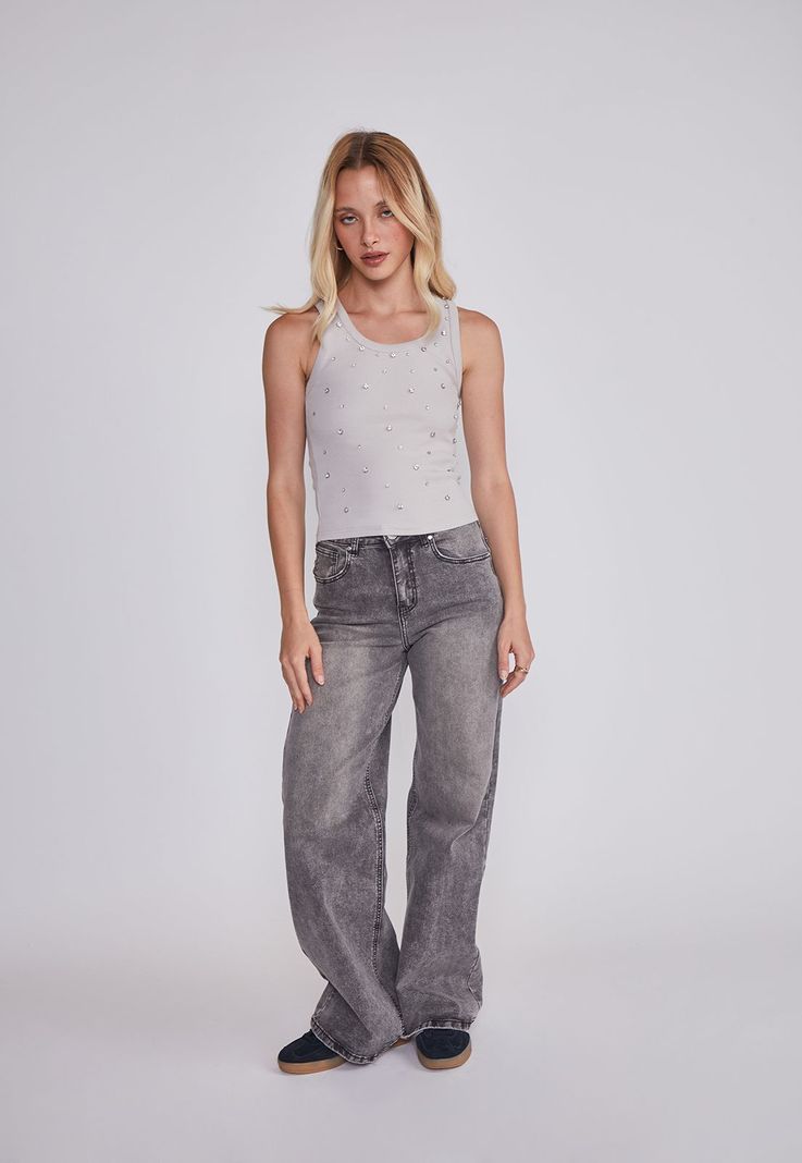Jeans Mujer Wide Leg Gris Sioux-4