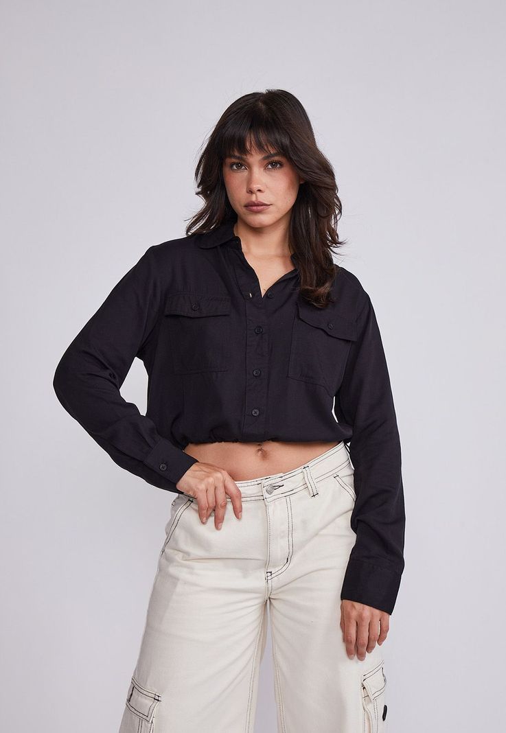 Blusa Mujer Negro Pretina Ajustable Sioux-0