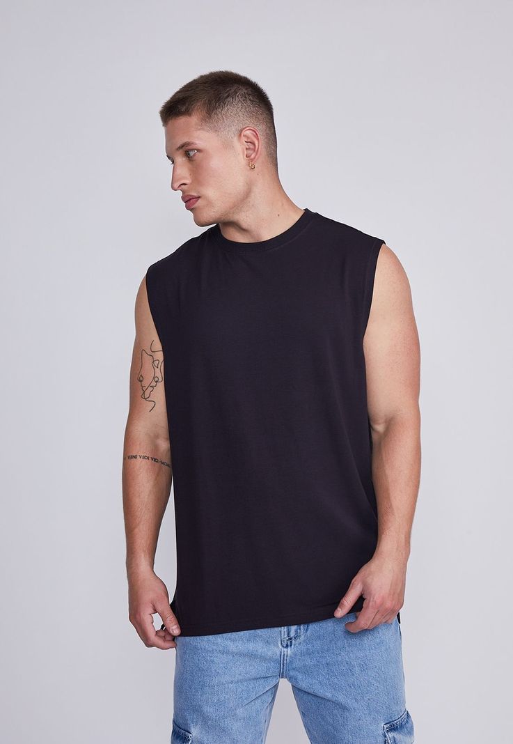 Polera Hombre Negro Musculosa Oversize Sioux Sioux