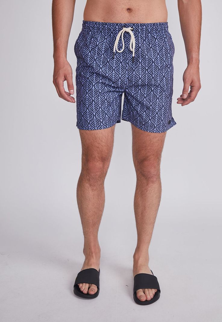 Traje De Baño Hombre Azul Hojas Con Bolsitas Sioux-0