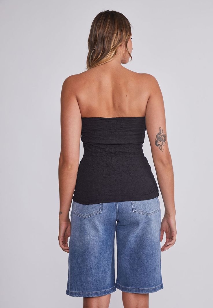 Peto Mujer Negro Strapless Texturado Sioux-3