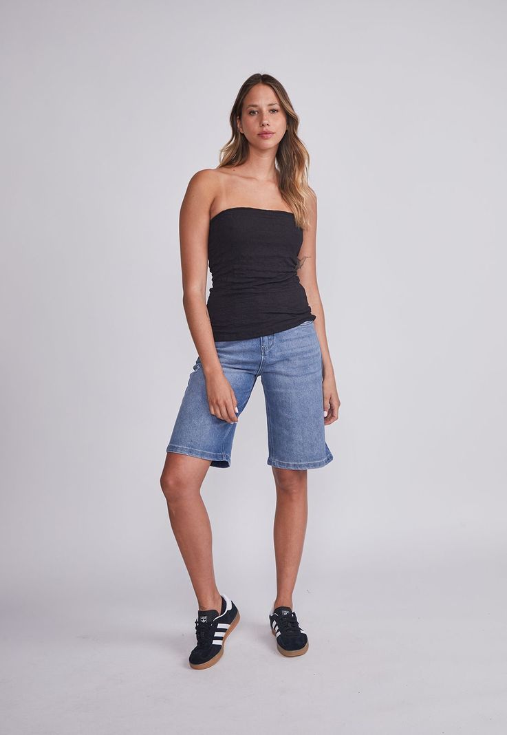 Peto Mujer Negro Strapless Texturado Sioux-4
