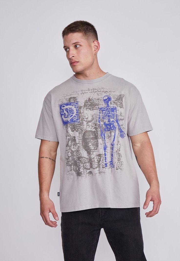 Polera Hombre Gris Esqueleto Sioux-0